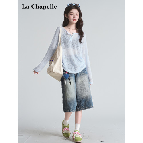 拉夏貝爾韓版長袖防曬罩衫女2025夏季新款抽繩設計薄款寬鬆T恤潮 拉夏貝爾韓版長袖防曬罩衫女2025夏季新款抽繩設計薄款寬鬆T恤潮