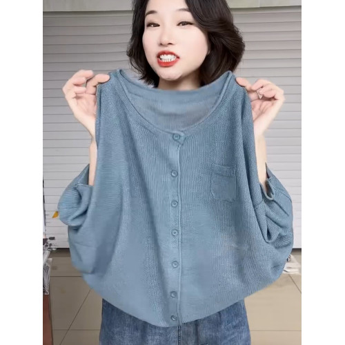 針織開衫2025春夏上衣寬鬆純色氣質時尚寬鬆百搭七分袖純色外搭女