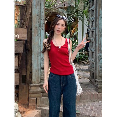 氣質針織無袖小背心女2025新款夏季修身顯瘦復古別致外穿打底上衣