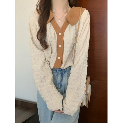 美拉德長袖襯衫女韓系早秋流行穿搭2025新款大碼胖mm顯瘦正肩上衣