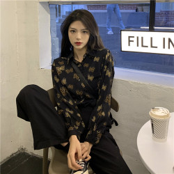 大碼胖妹妹蝴蝶襯衫女春秋裝新款設計感小衆復古港風輕熟法式上衣