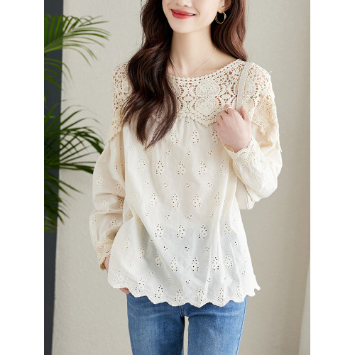 【好物推薦】【高品質】早春裝今年新款長袖蕾絲上衣漂亮洋氣小衫