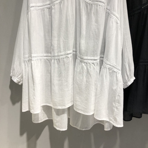 胖mm2-300斤加肥加大碼純色V領寬鬆中長款長袖透氣薄襯衫防曬衫女