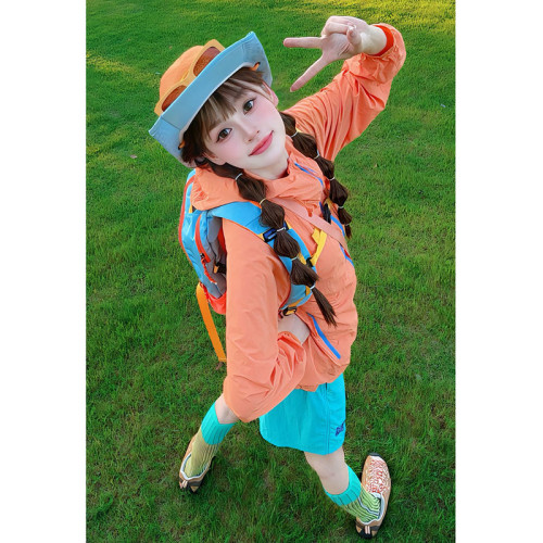 夏季多巴胺穿搭女裝套裝戶外輕薄防曬衣速乾冰絲皮膚衣長袖沖鋒衣