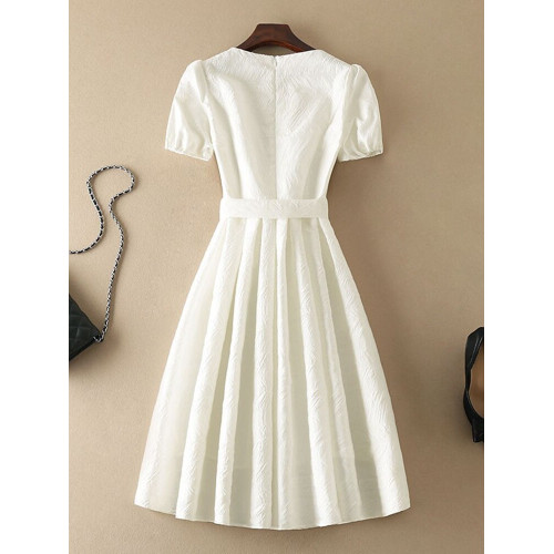 夏季2025新款公主風小白裙宴會高級感法式小禮服收腰真絲連衣裙女