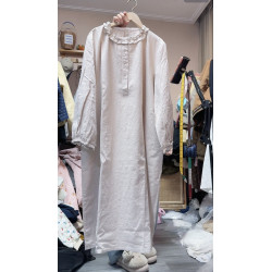 1218S春款家亞麻棉連衣裙木耳領 胸圍132衣長114