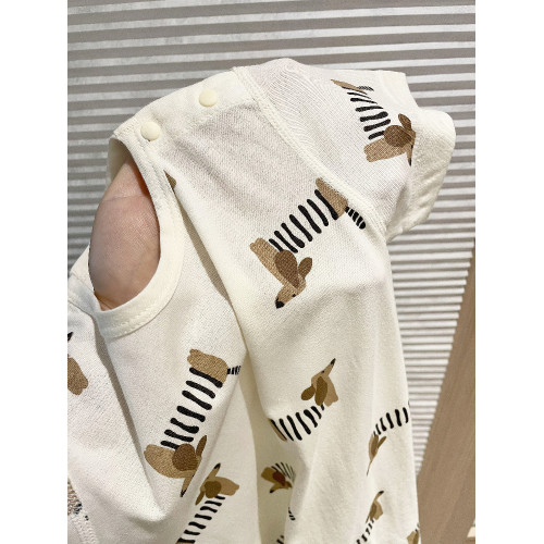 嬰兒連體衣夏季薄款短袖無骨哈衣純棉衣服中開肩開寶寶爬服空調服