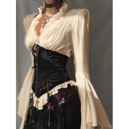 希與STUDIO哥特風中世紀宮廷風襯衫女亞文化不規則半裙套裝萬聖節