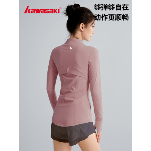 Kawasaki川崎正品健身運動長袖塑身女士簡約高級感短款瑜珈上衣女 Kawasaki川崎正品健身運動長袖塑身女士簡約高級感短款瑜珈上衣女