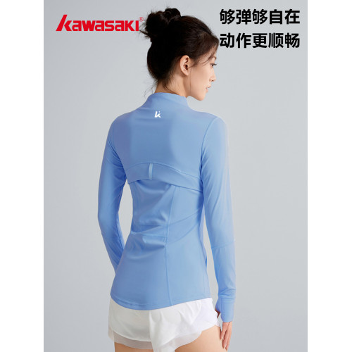 Kawasaki川崎正品健身運動長袖塑身女士簡約高級感短款瑜珈上衣女 Kawasaki川崎正品健身運動長袖塑身女士簡約高級感短款瑜珈上衣女