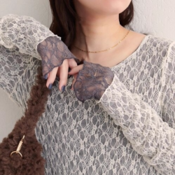 2025秋冬款日系雙面蕾絲氣質甜美打底衫上衣