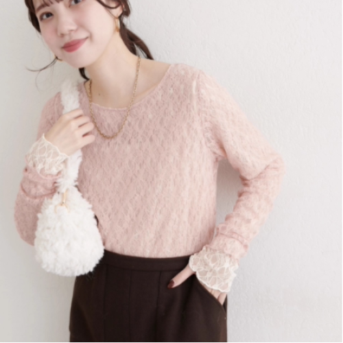 2025秋冬款日系雙面蕾絲氣質甜美打底衫上衣