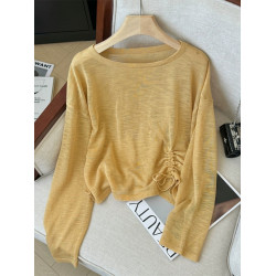 專櫃撤廻大牌剪標女裝薄款針織防曬衫女夏季外穿抽繩長袖寬鬆上衣