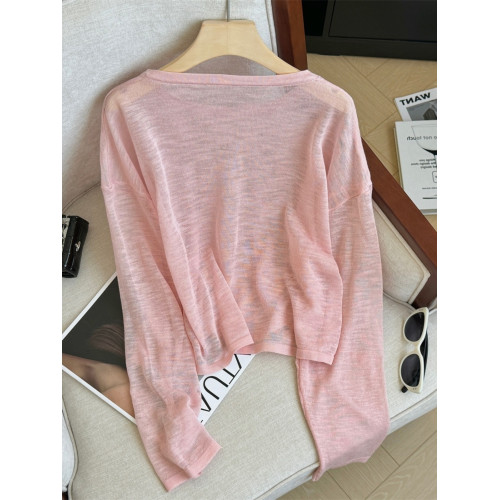 專櫃撤廻大牌剪標女裝薄款針織防曬衫女夏季外穿抽繩長袖寬鬆上衣