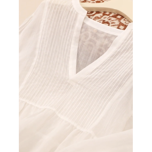 2026年夏新款法式通勤氣質長袖V領小衫女文藝寬鬆簡約顯瘦薄上衣