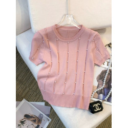 廣州十三行爆款女裝夏新款設計感薄款修身圓領T恤短袖冰絲針織女