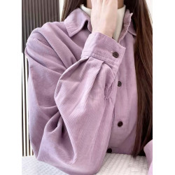 美式潮流燈芯絨加厚不加絨襯衫秋季新款寬鬆遮肉襯衣長袖上衣開衫