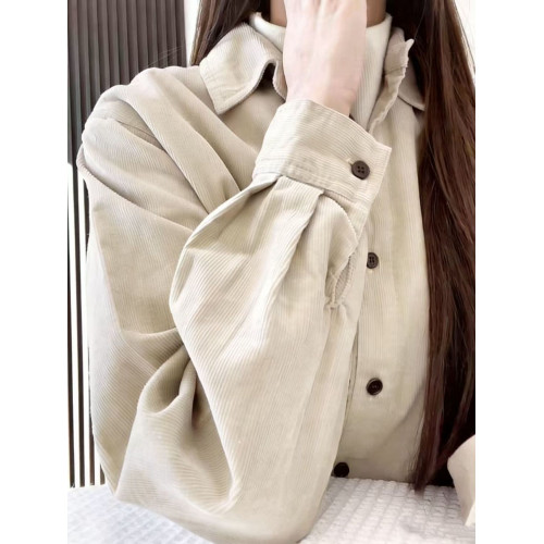 美式潮流燈芯絨加厚不加絨襯衫秋季新款寬鬆遮肉襯衣長袖上衣開衫