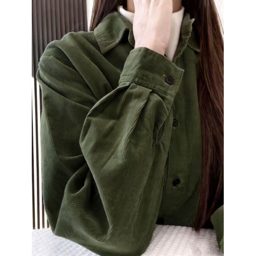 美式潮流燈芯絨加厚不加絨襯衫秋季新款寬鬆遮肉襯衣長袖上衣開衫