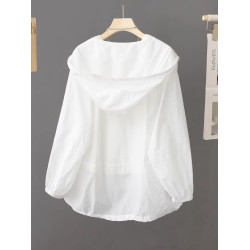 2025夏季新款輕薄透氣防曬衣女長袖連帽防曬服寬鬆休閒罩衫女上衣