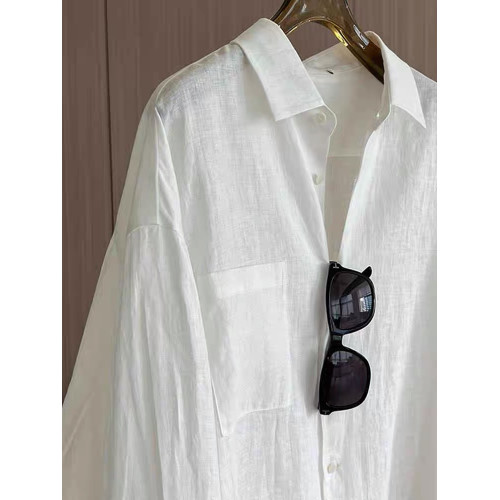 牛X貨 巨炸裂！今年流行亞麻長袖襯衫女夏季薄款寬鬆休閒百搭上衣