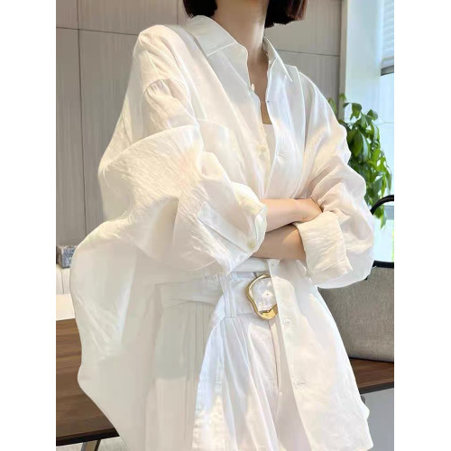 牛X貨 巨炸裂！今年流行亞麻長袖襯衫女夏季薄款寬鬆休閒百搭上衣