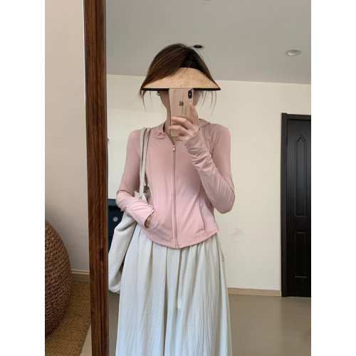 純色淑女風氣質涼感修身防曬衣2024夏季新款韓版顯瘦百搭長袖上衣