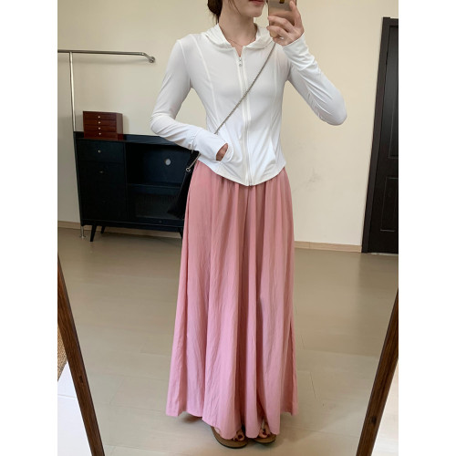 純色淑女風氣質涼感修身防曬衣2024夏季新款韓版顯瘦百搭長袖上衣