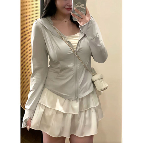 夏日穿搭涼感防曬衣運動開衫薄款外套女裝大碼微胖mm顯瘦上衣外搭