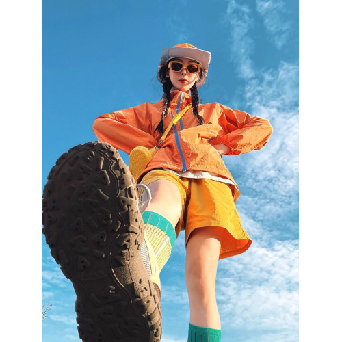 菠蘿黃多巴胺輕薄防曬衣女夏季蝴蝶速乾短褲山系戶外騎行運動套裝