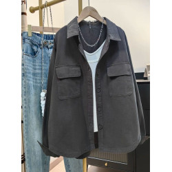 純棉襯衣女長袖韓版設計感休閒工裝秋季新款小個子寬鬆襯衫薄外套