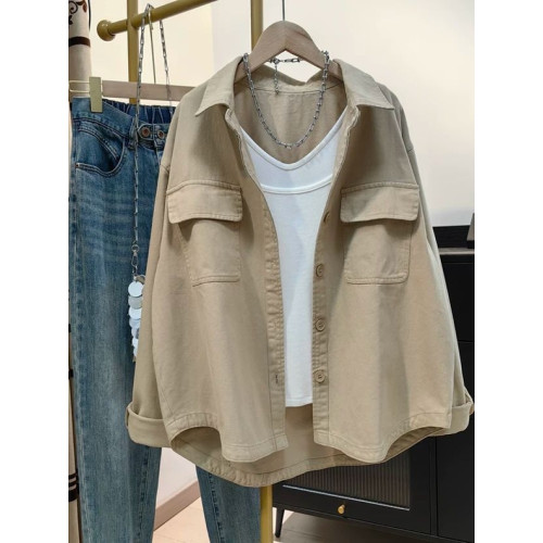 純棉襯衣女長袖韓版設計感休閒工裝秋季新款小個子寬鬆襯衫薄外套