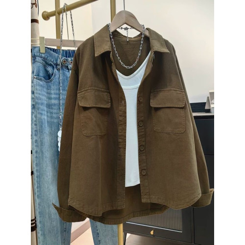 純棉襯衣女長袖韓版設計感休閒工裝秋季新款小個子寬鬆襯衫薄外套