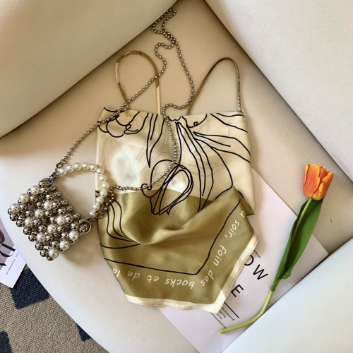 專櫃撤廻剪標復古綁帶蝴蝶結吊帶背心女夏季新款別致修身外穿上衣