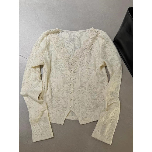 蕾絲衫法式上衣減齡通勤2026秋季長袖休閒別致設計感慵懶風打底衫 蕾絲衫法式上衣減齡通勤2026秋季長袖休閒別致設計感慵懶風打底衫