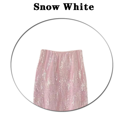 Snow White夏季新款2023復古重工亮片粉紅色珠片閃閃半身裙顯瘦潮