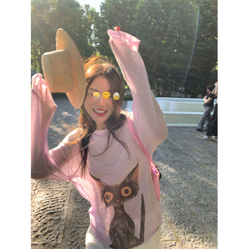 落落狷介 長袖上衣女2025年新款夏季冰絲防曬衣小個子寬鬆T恤紫色