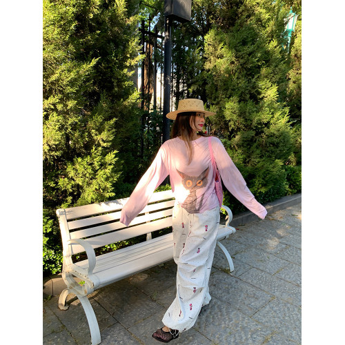 落落狷介 長袖上衣女2025年新款夏季冰絲防曬衣小個子寬鬆T恤紫色