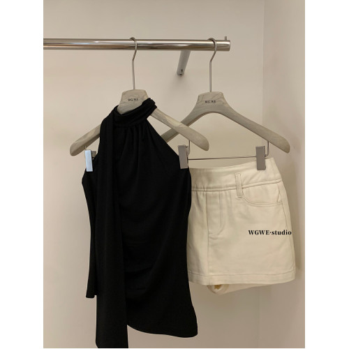 十三行 氣質飄帶掛脖修身吊帶顯瘦內搭無袖辣妹外穿上衣