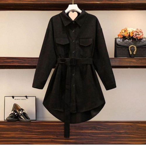 新款設計感上衣中長款收腰顯瘦復古港味襯衣2024春秋季襯衫裙女潮