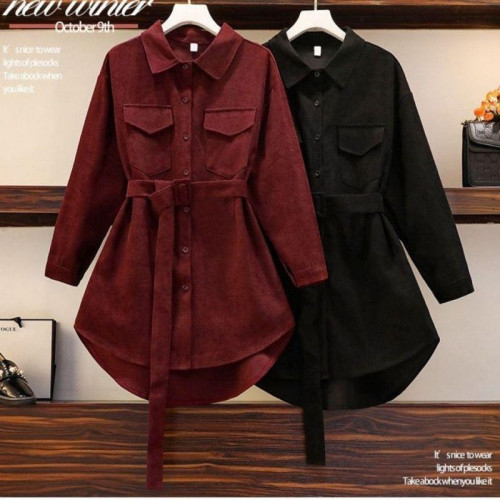 新款設計感上衣中長款收腰顯瘦復古港味襯衣2024春秋季襯衫裙女潮