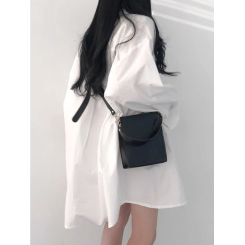 oversize白色襯衫女設計感小衆寬鬆百搭純棉上衣中長款慵懶風襯衣