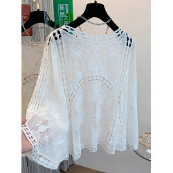 波西米亞白色防曬衣女2025新款夏季大碼胖mm外搭薄款披肩開衫上衣