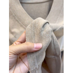 2026秋季新品燕麥色V領加絨長袖打底衫女辣妹風洋氣短款減齡上衣