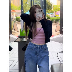 春季韓版氣質百搭顯瘦吊帶背心女設計感小衆別致減齡長袖開衫上衣