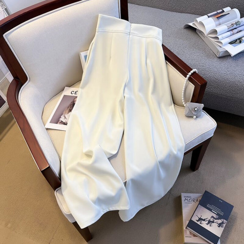 廣州十三行高貨爆款撿漏~束腹褲 冰絲西裝濶腿拖地長褲子女百搭潮