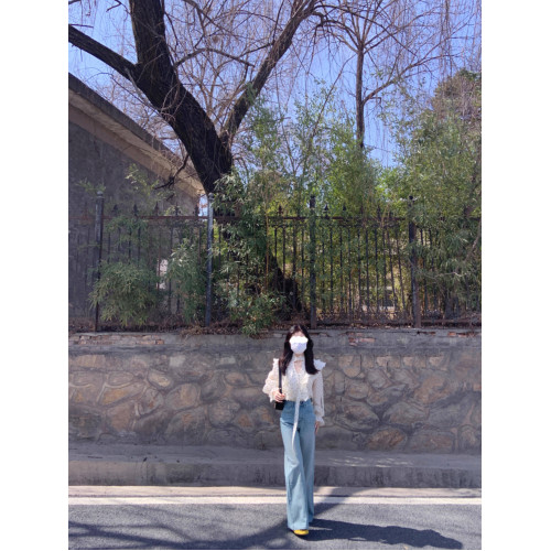 法式荷葉邊波點雪紡襯衫女春秋2026新款高級感獨特別致長袖上衣