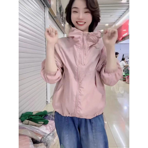 夏季新款女士洋氣紫色防曬衣寬鬆薄款連帽休閒防曬服沖鋒上衣外套