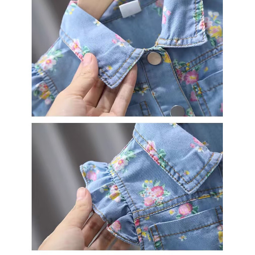 女小童夏季洋氣時髦牛仔套裝2025新款女寶寶短褲夏裝薄款兩件套潮