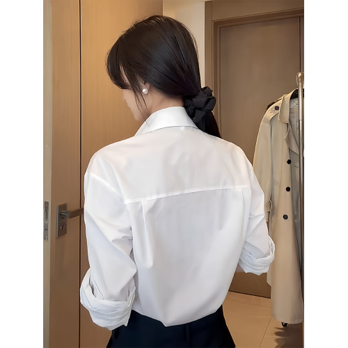高級小資小上衣白襯衫女高級感輕奢減齡洋氣長袖不易皺襯衣內搭秋 高級小資小上衣白襯衫女高級感輕奢減齡洋氣長袖不易皺襯衣內搭秋